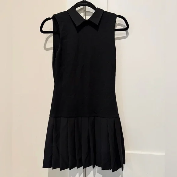 Alice + Olivia Collared Pleated Drop Waist Dress Wool Mix Size 4 - Picture 5 of 15